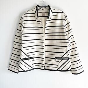 NWOT Chico’s Cream Striped Open Front Jacket Blazer